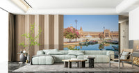 European city wall mural inspired by Plaza de España Spain