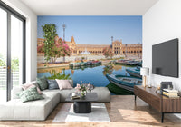 Plaza de España charm wall mural with historic arches and canals