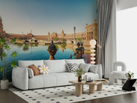 Sunlit bridge reflections Seville Serenity grand landmark wall mural.