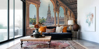 Historic Spanish landmark Plaza España: Timeless View Wall Mural wallpaper.