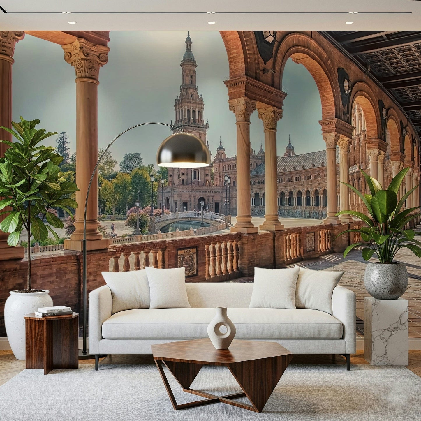 Plaza España: Timeless View Wall Mural Seville architecture wallpaper mural.
