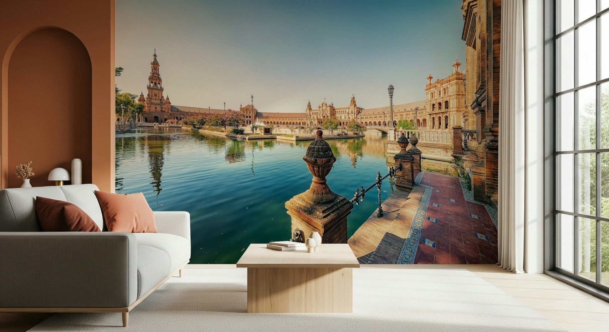 Seville Serenity peaceful water basin wallpaper for walls design.