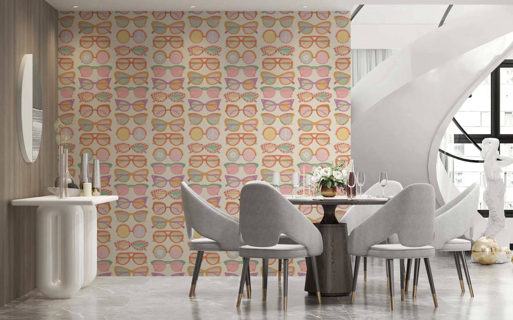 Shades of Cool - Mid - Mod Summer Muted Tones Wallpaper⁠