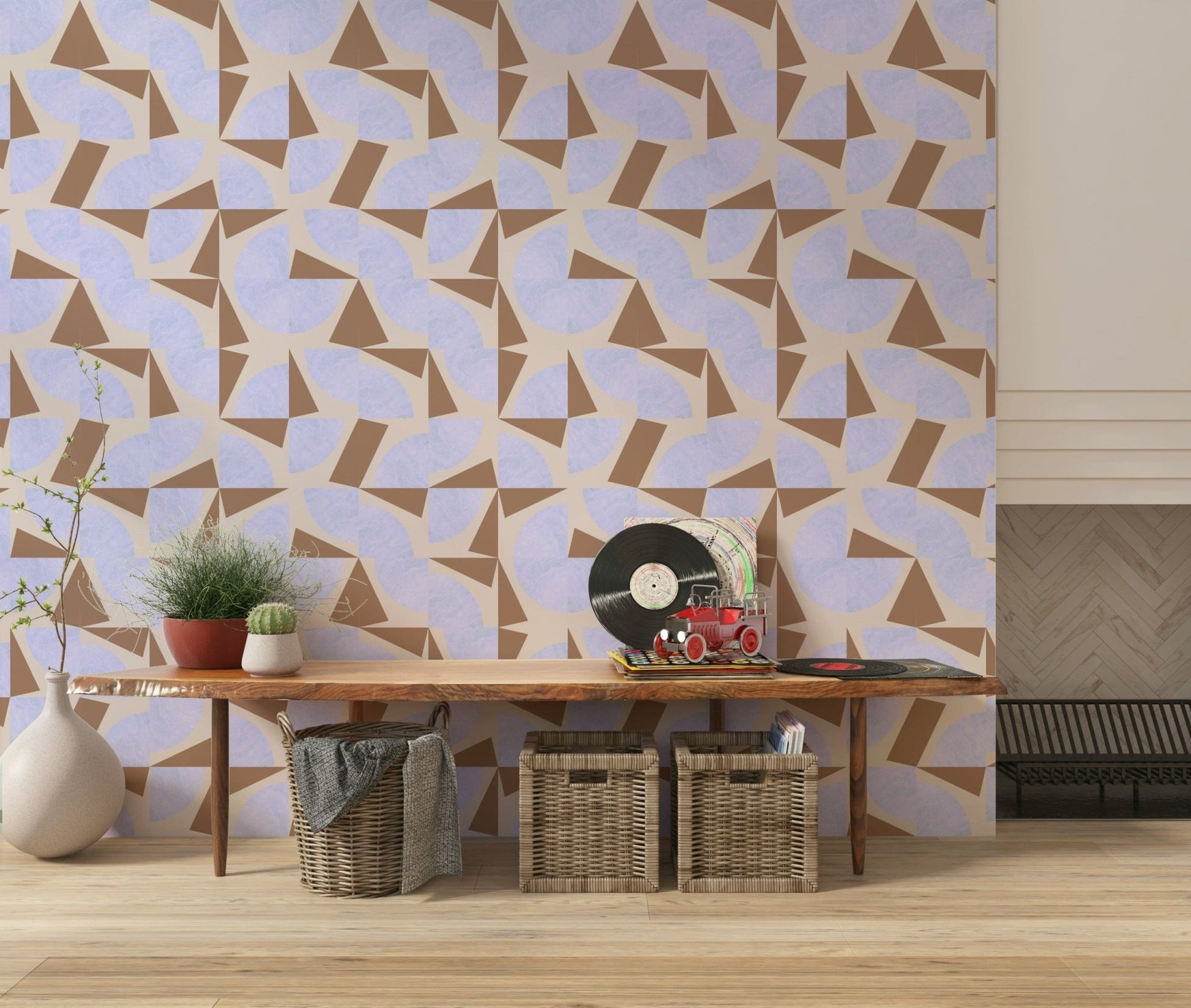 Shapescape whimsical stone puzzle peel and stick wallpaper.