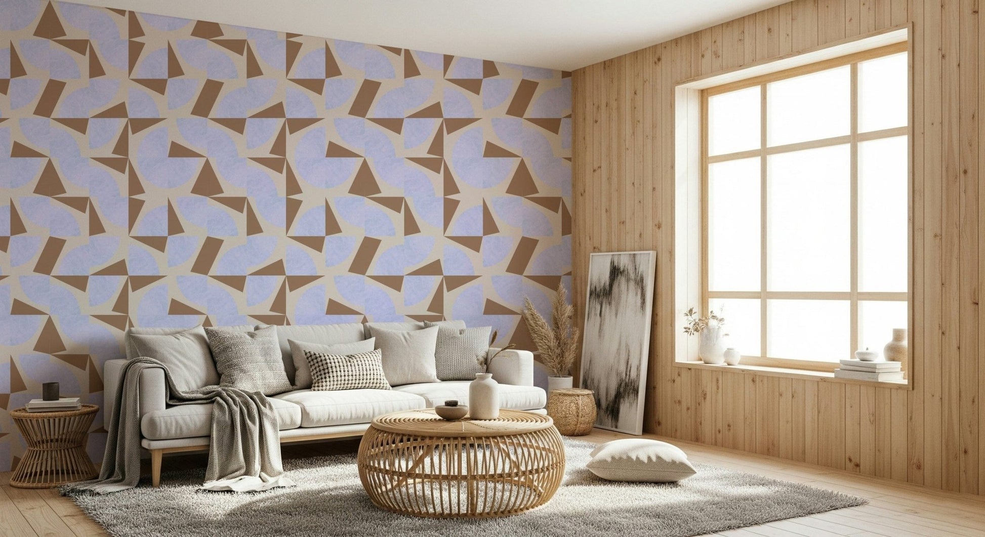 Cool lilac semi-circles Shapescape wallpaper for walls.