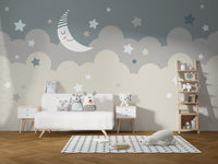 Shining Stars With Moon Children Wallpaper Murals - Giffywalls
