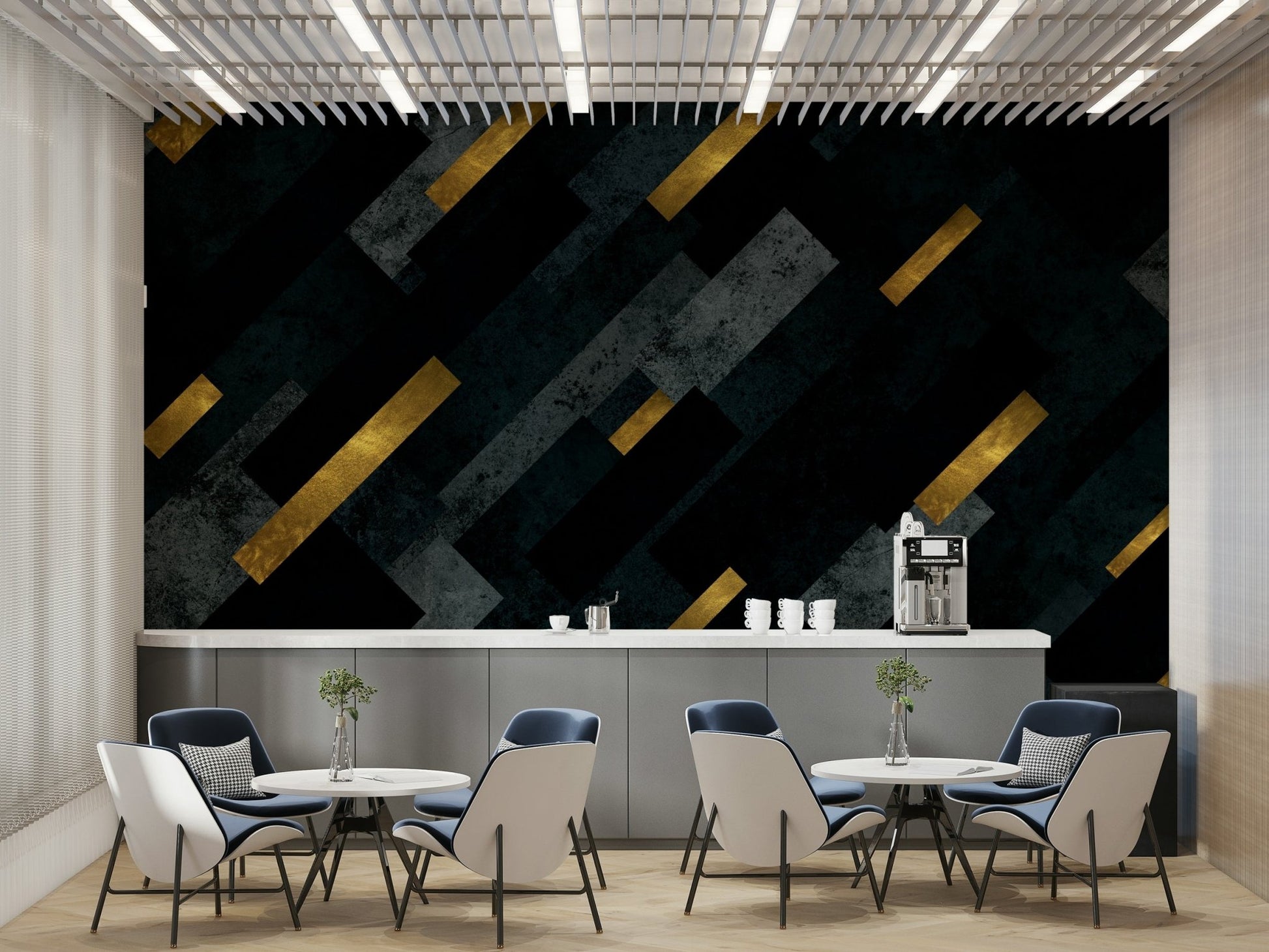 Serene celestial mural with shooting stars and starlit sky

