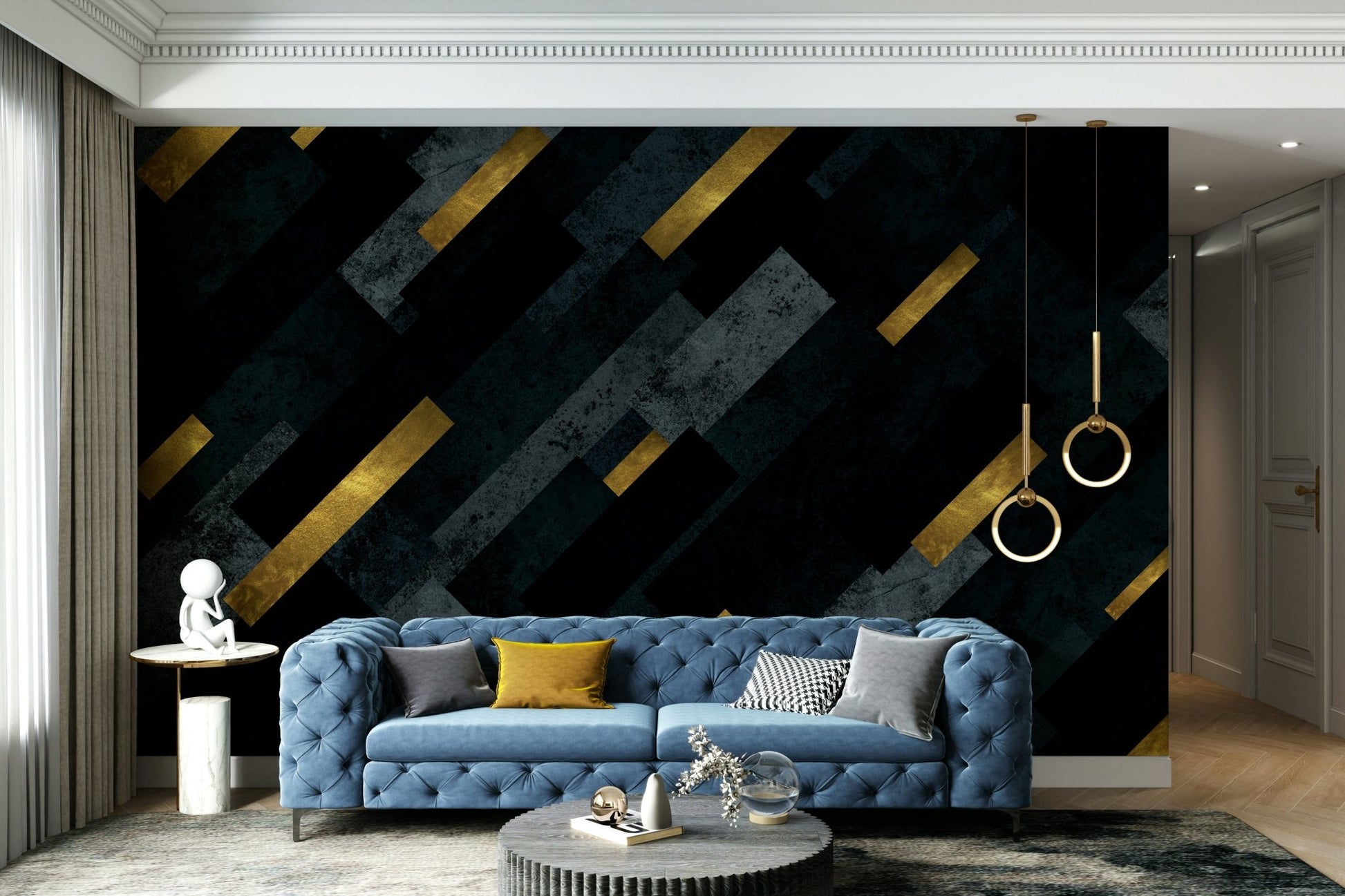 Shooting Stars At Night Wall Mural with starry sky backdrop

