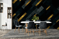 Starry night sky mural with streaking shooting stars

