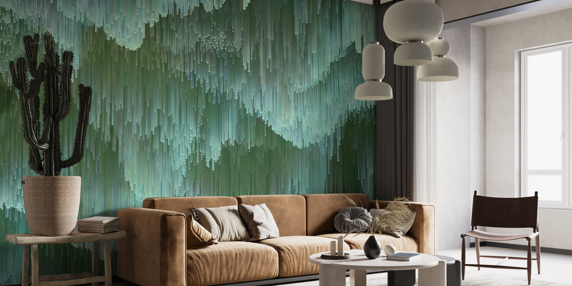 Emerald Rain Aesthetic Mural - Giffywalls