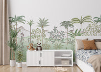 Serene tropical landscape mural for interiors