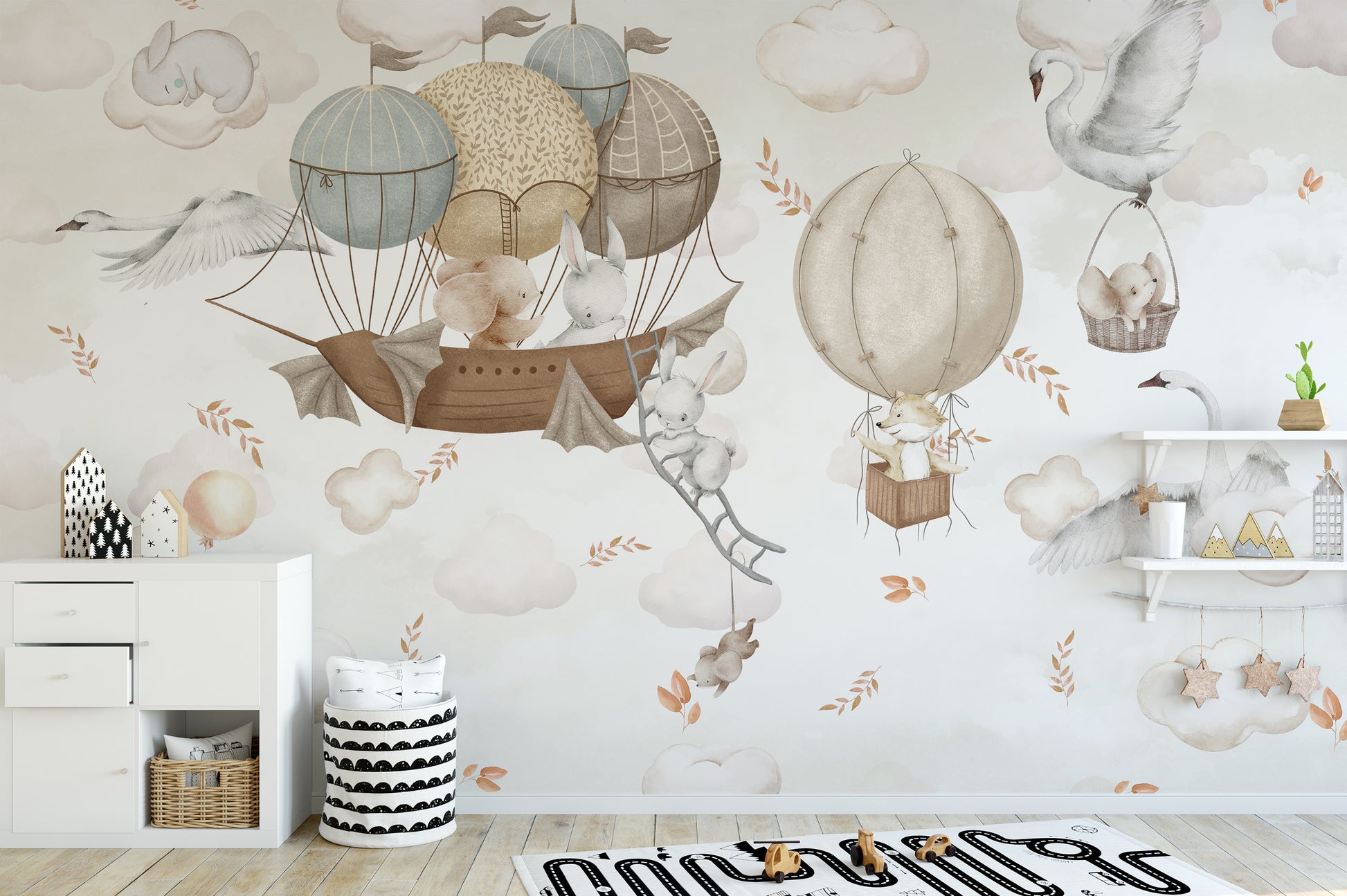 Cloud-Hopping Critters Wallpaper for creative play