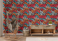 Colorful urban graffiti seamless wallpaper for trendy spaces.