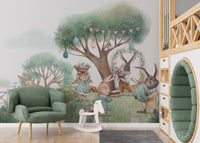 Soft pastel Tree House Kids Wallpaper with spring vibes