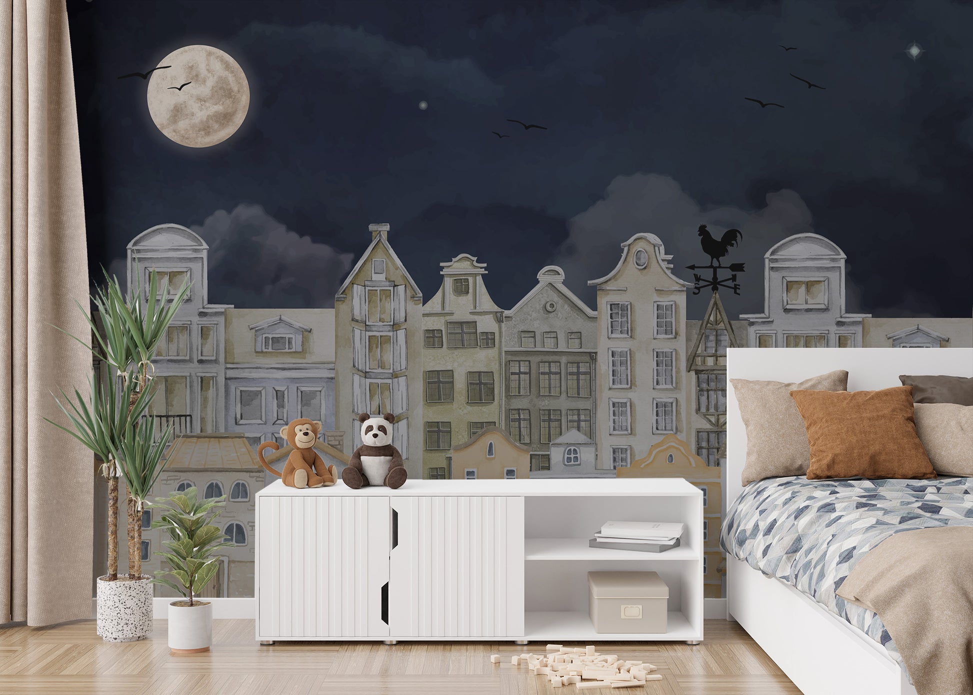 Watercolour Night House Wallpaper - Giffywalls