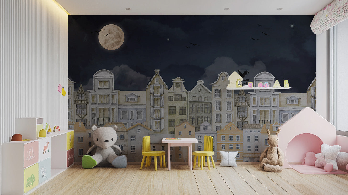 Watercolour Night House Wallpaper - Giffywalls