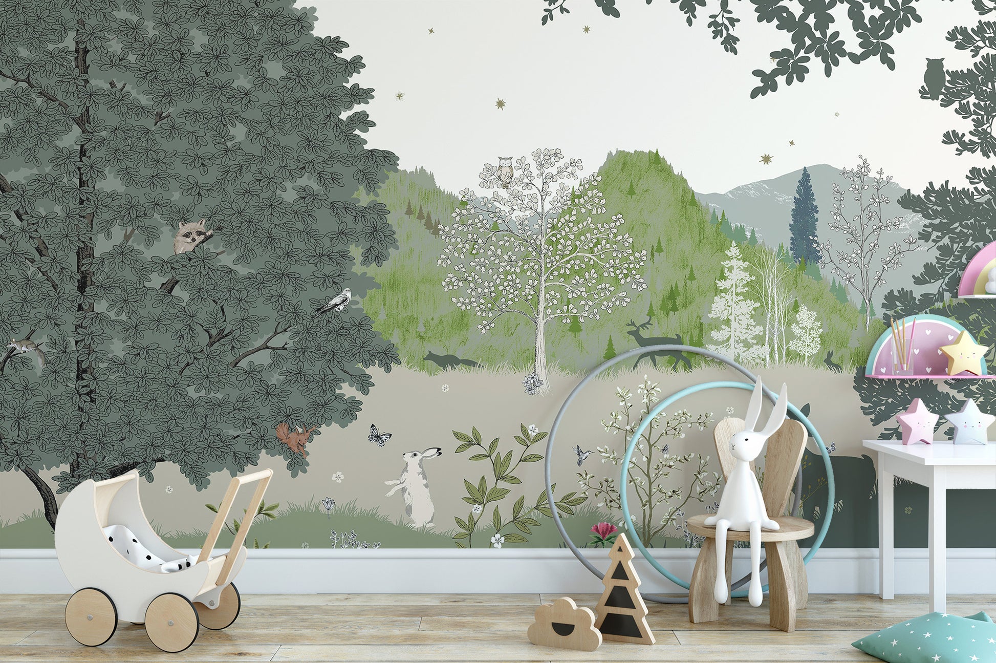 Jungle animals kids room wallpaper