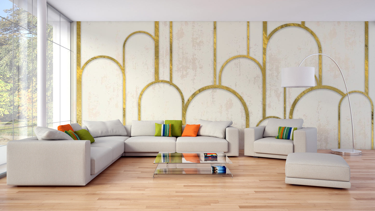 Elegant Gold and White Art Deco Wall Mural