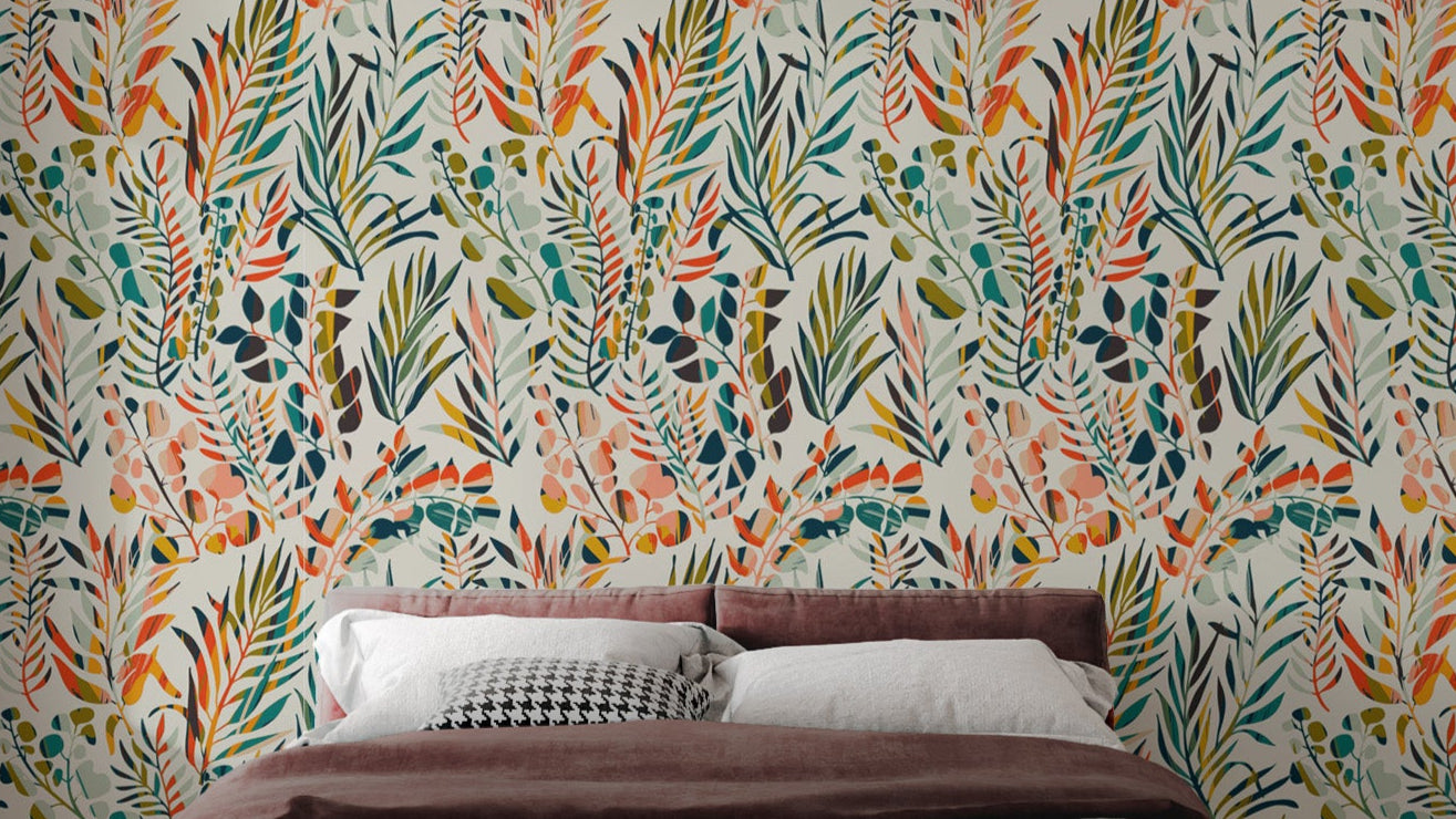 Botanical Fiesta Wallpaper Mural - Giffywalls
