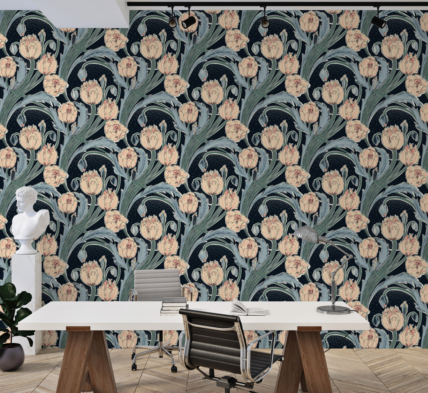 Moonlit Tulip Elegance wallpaper with a serene nighttime vibe.
