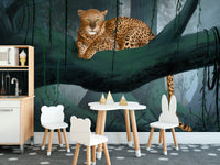 Captivating leopard mural for nature-themed decor
