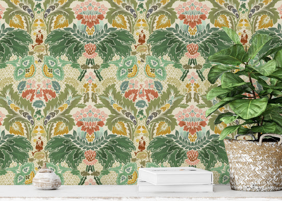 Victorian Ivory Bloom wallpaper showcasing timeless floral elegance.
