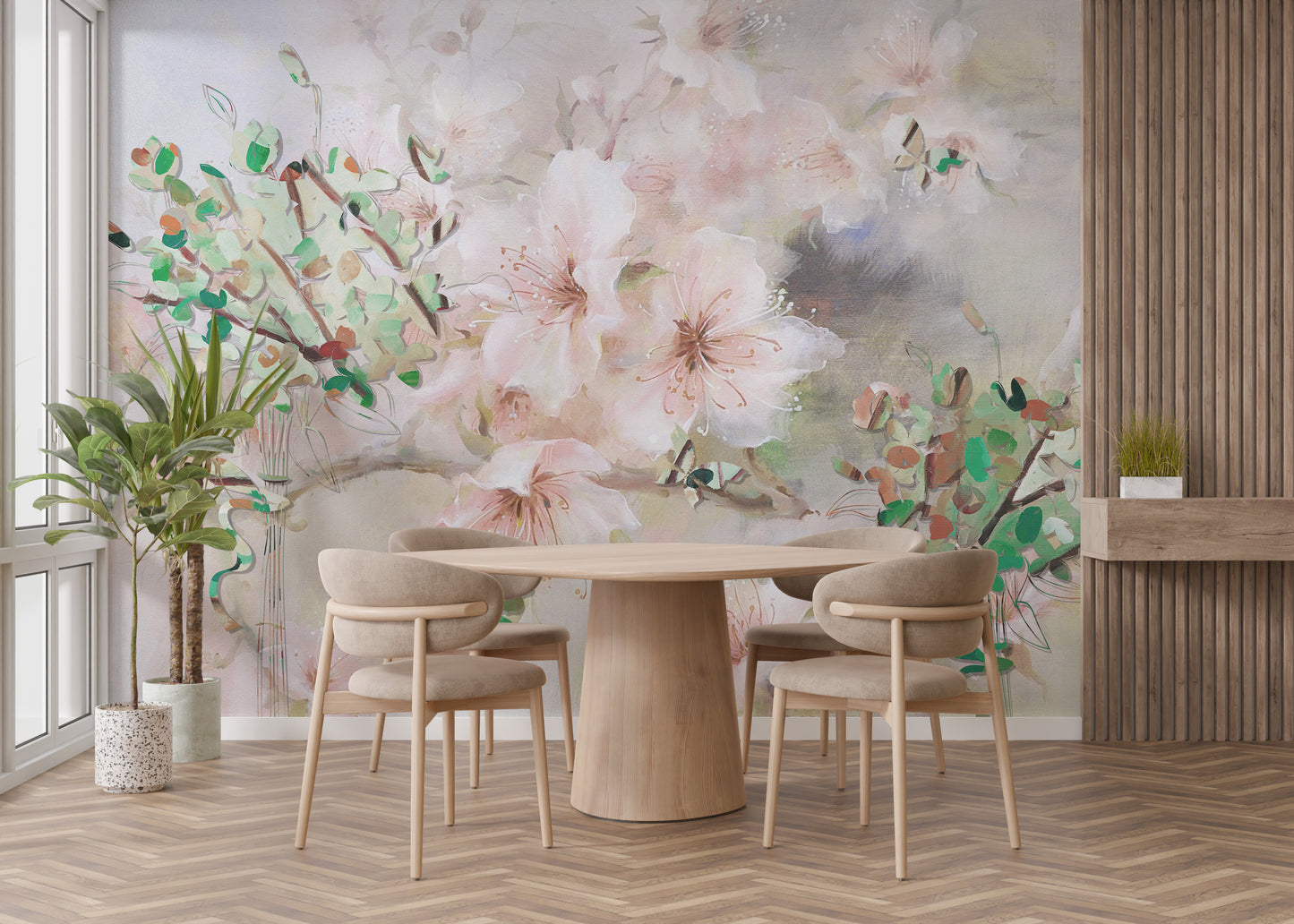 Sophisticated pink sakura flower wallpaper
