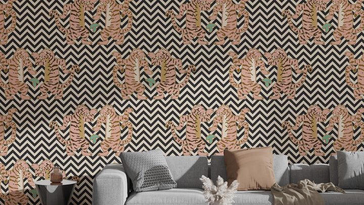 Zigzag Tiger Stripe Wallpaper Mural
