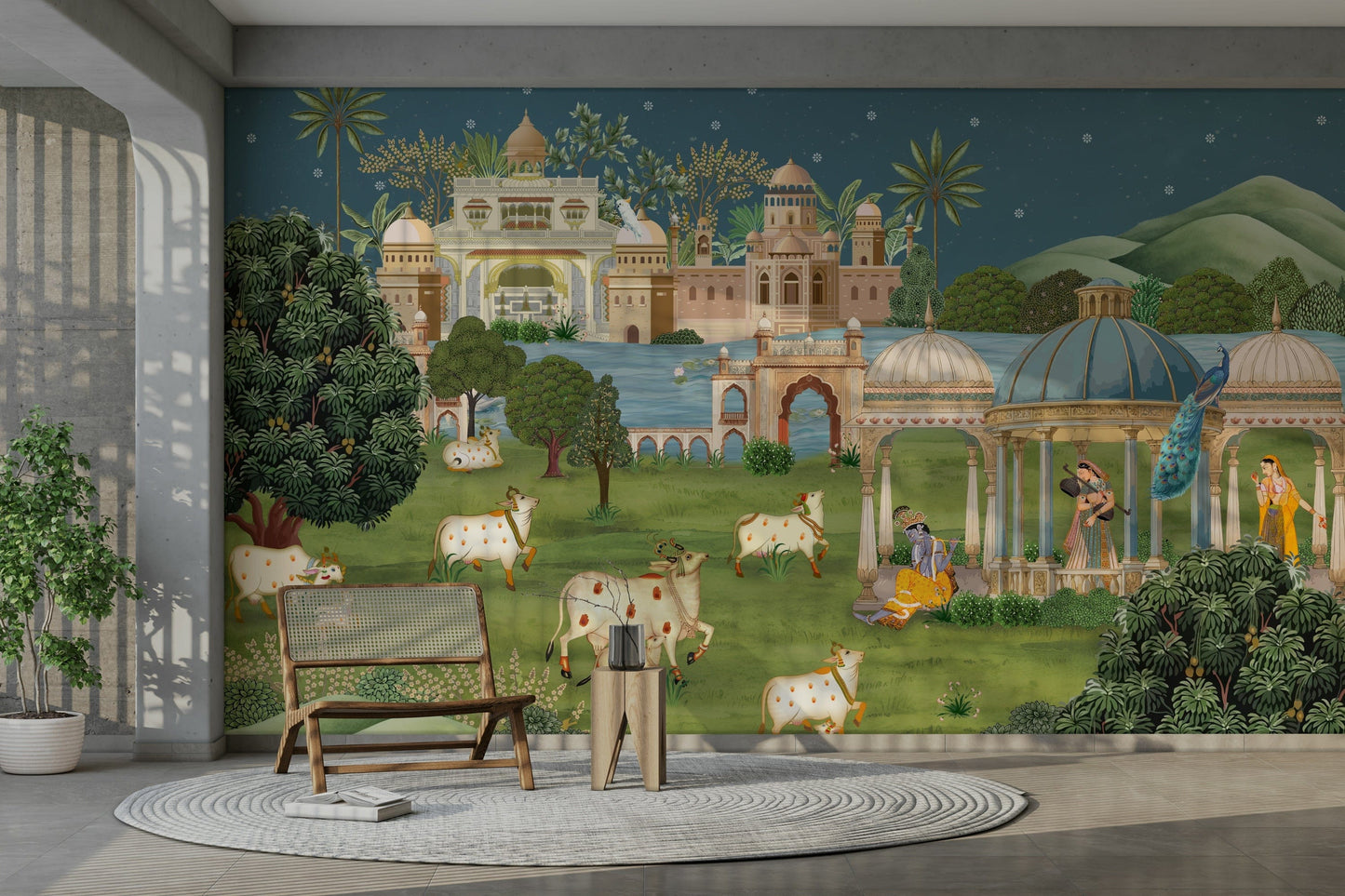 The design features a repeating pattern of soft, fluid shapes.

