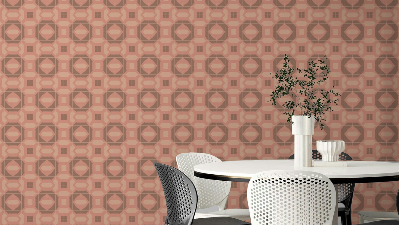 Siena Tiles Retro Terracotta Wallpaper with vintage tile design

