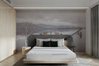 quiet lake at sunrise or sunset

