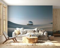 Bedroom wall mural with soft sand tones

