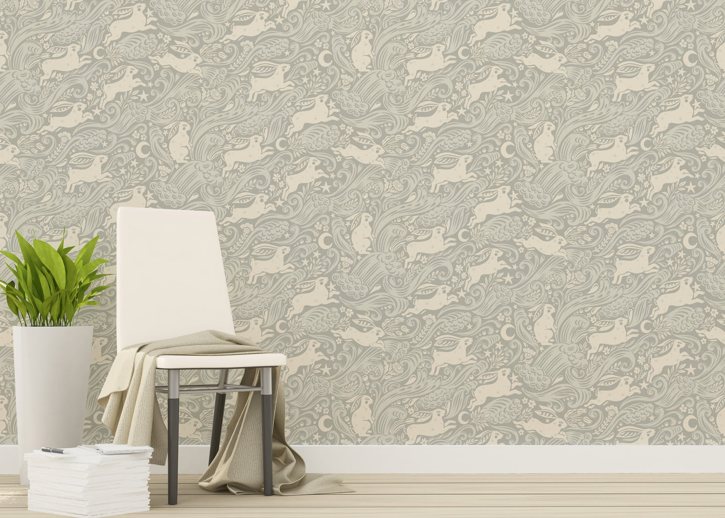 Silver Celestial Sea Rabbit Wallpaper⁠