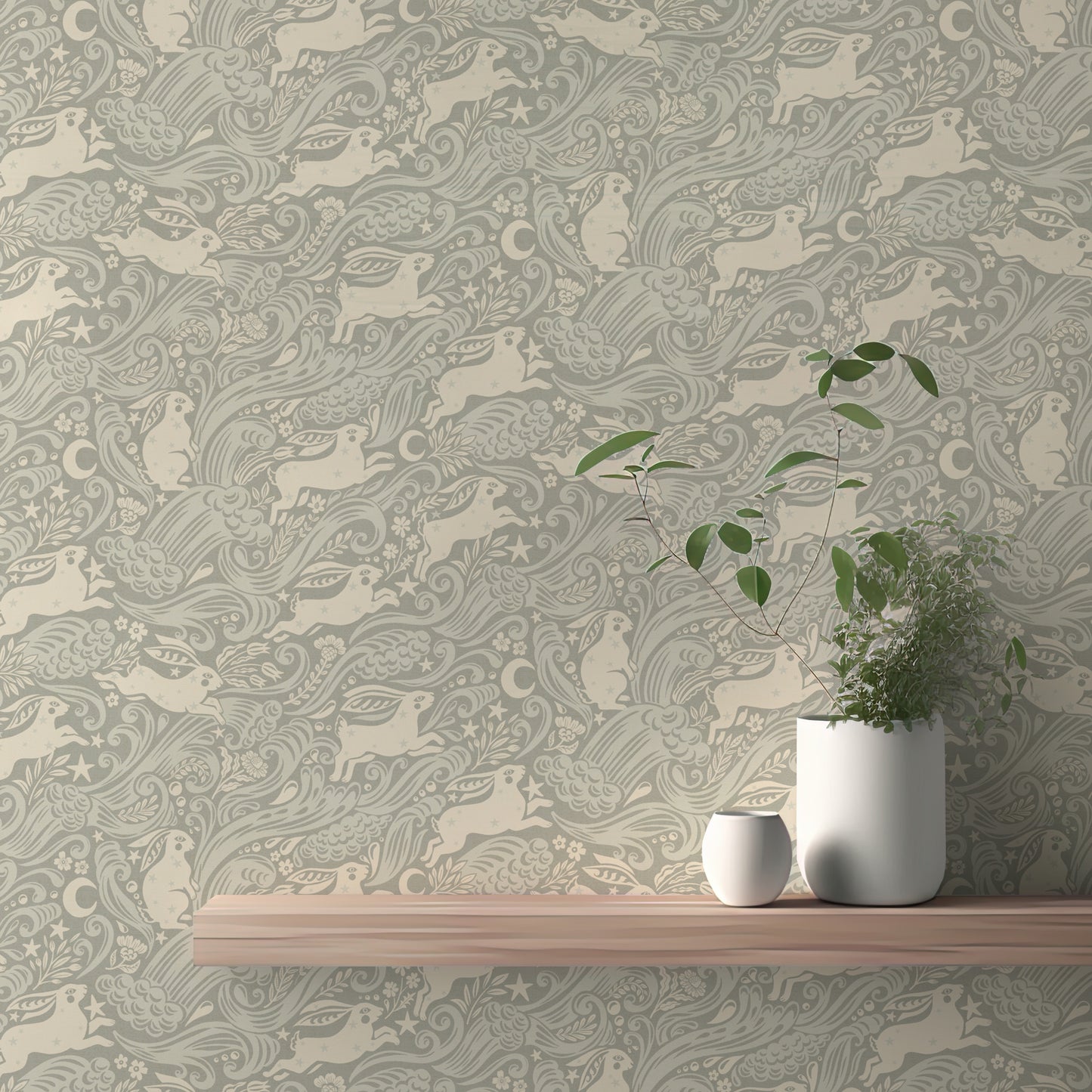 Silver Celestial Sea Rabbit Wallpaper⁠