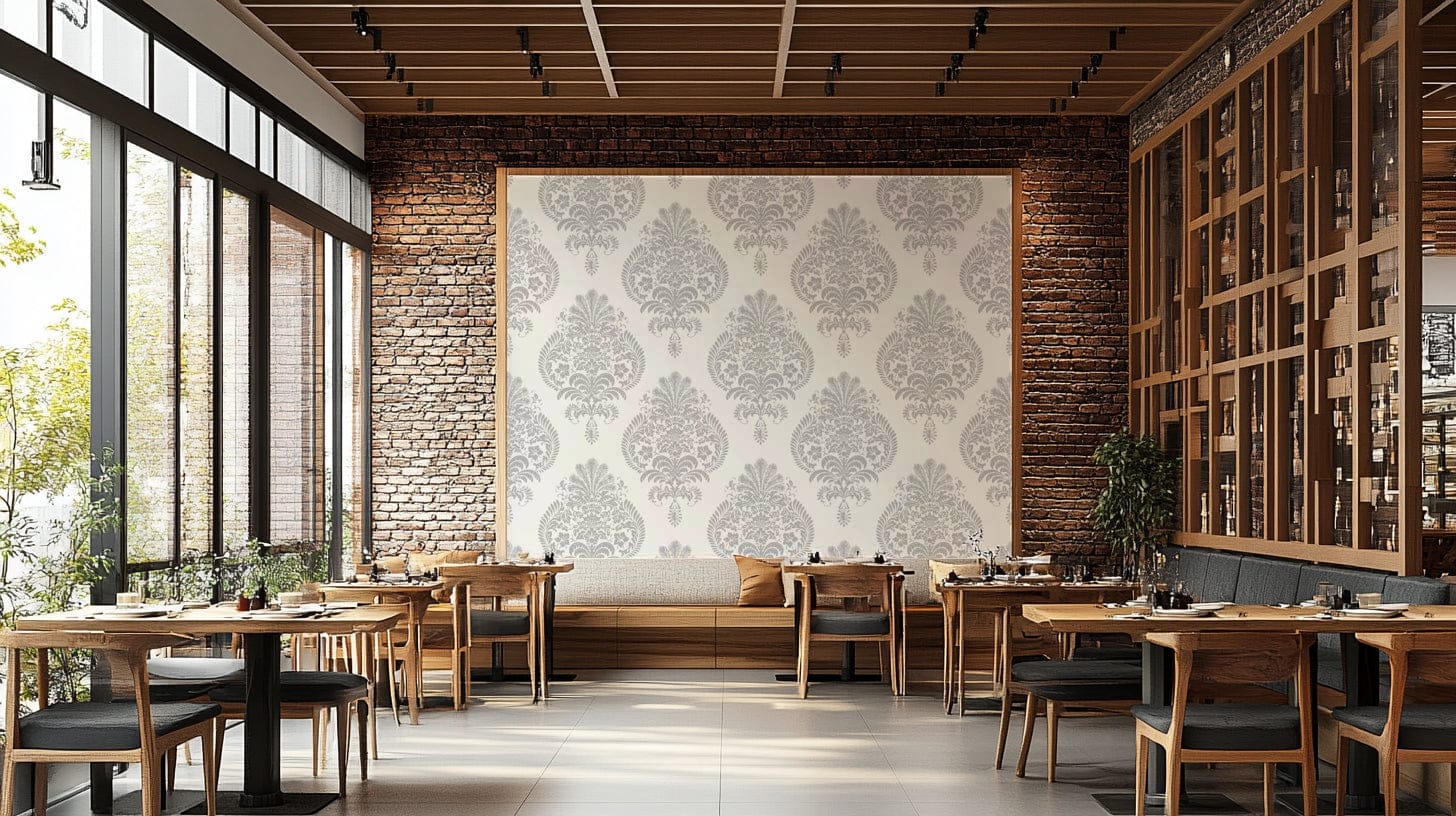 This wallpaper is suitable for a living room, a bedroom, or a formal dining area.
