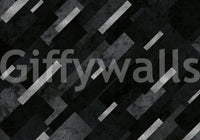 Silver Grey Charcoal Layered Pattern wallpaper mural shown as a full-wall mural with diagonal silver-grey bars on charcoal