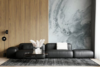 Wall mural with shimmering silver swirls and subtle texture for modern, contemporary interiors.