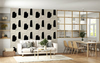 Atypical Simple Vessel Shapes, fine art canisters wallcovering, black and white shapes.