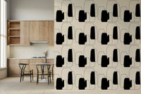 Simple Vessel Shapes abstract art, stylish wall mural of flasks, tincture bottles, and amphorae.