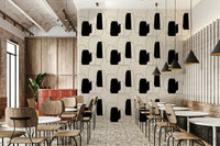 Simple Vessel Shapes wall mural, overlapping jars pattern, unique ceramic pottery print.