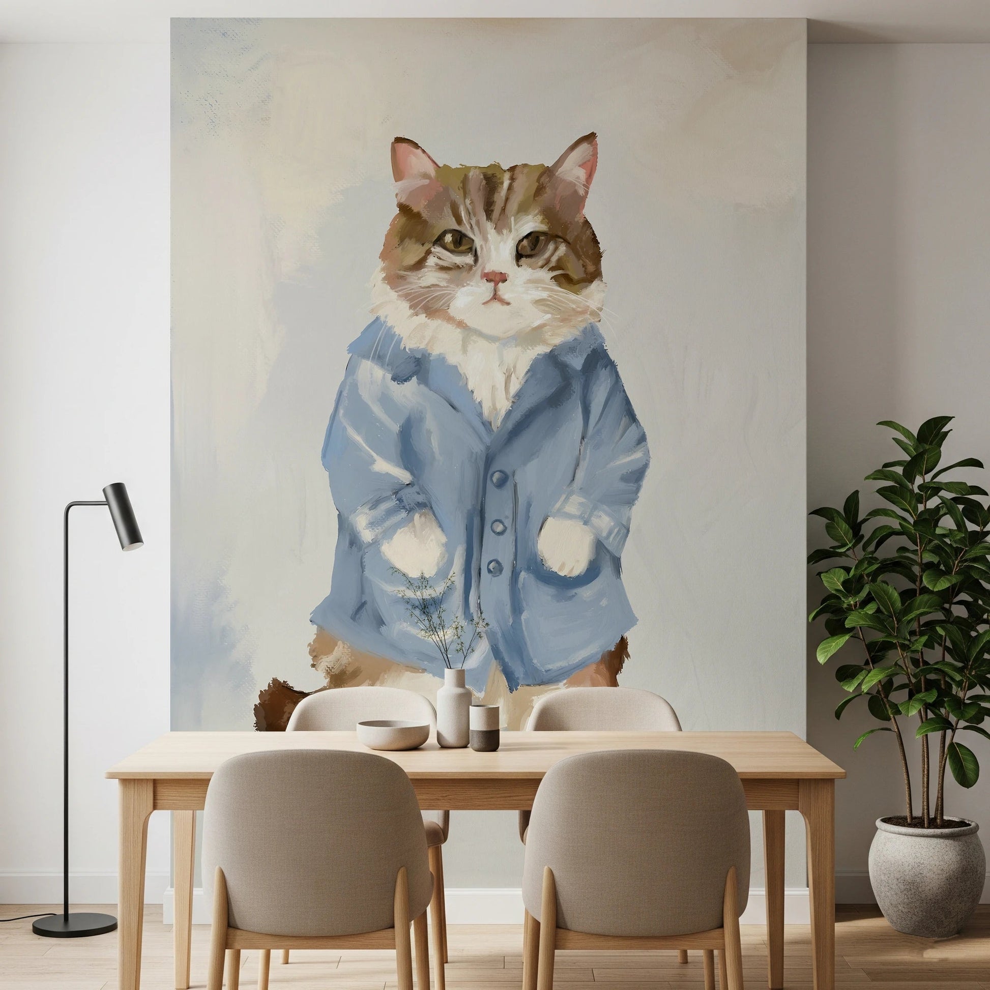 Sir James Blue Jacket Cat oil painting Wall Mural