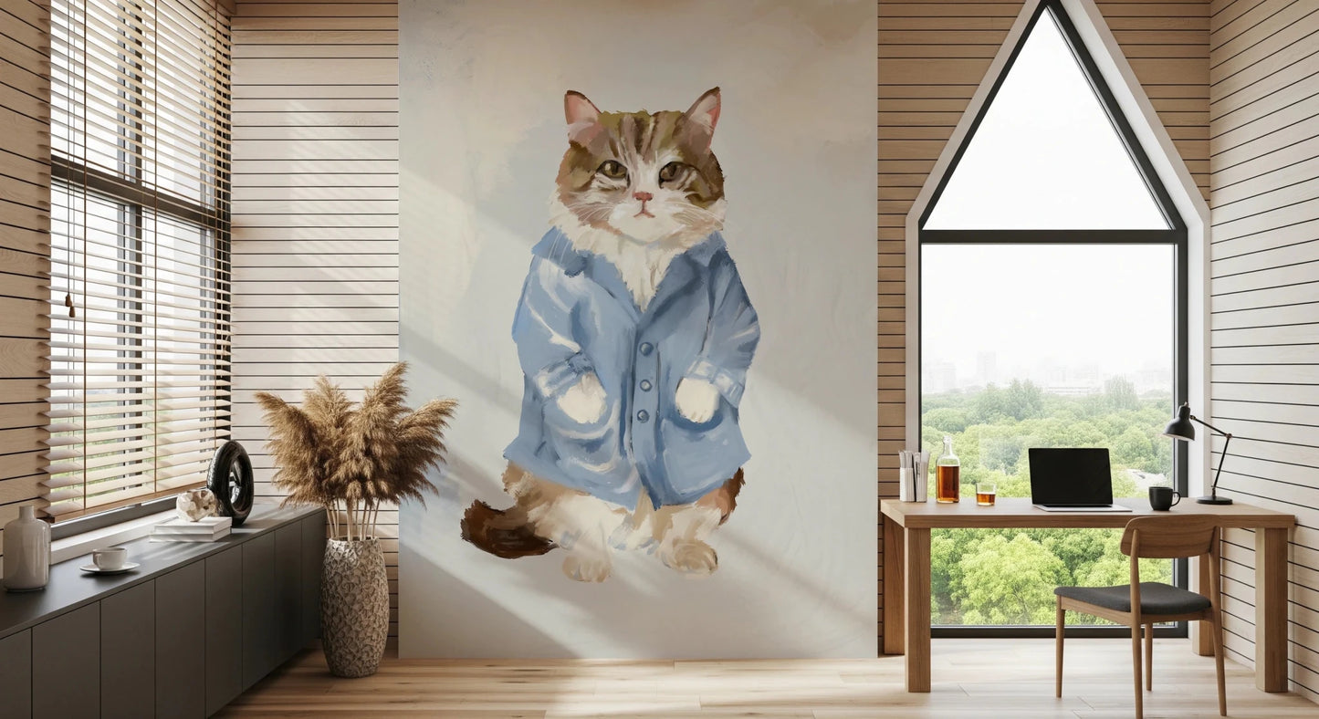 Sir James Blue Jacket Cat oil painting Wall Mural