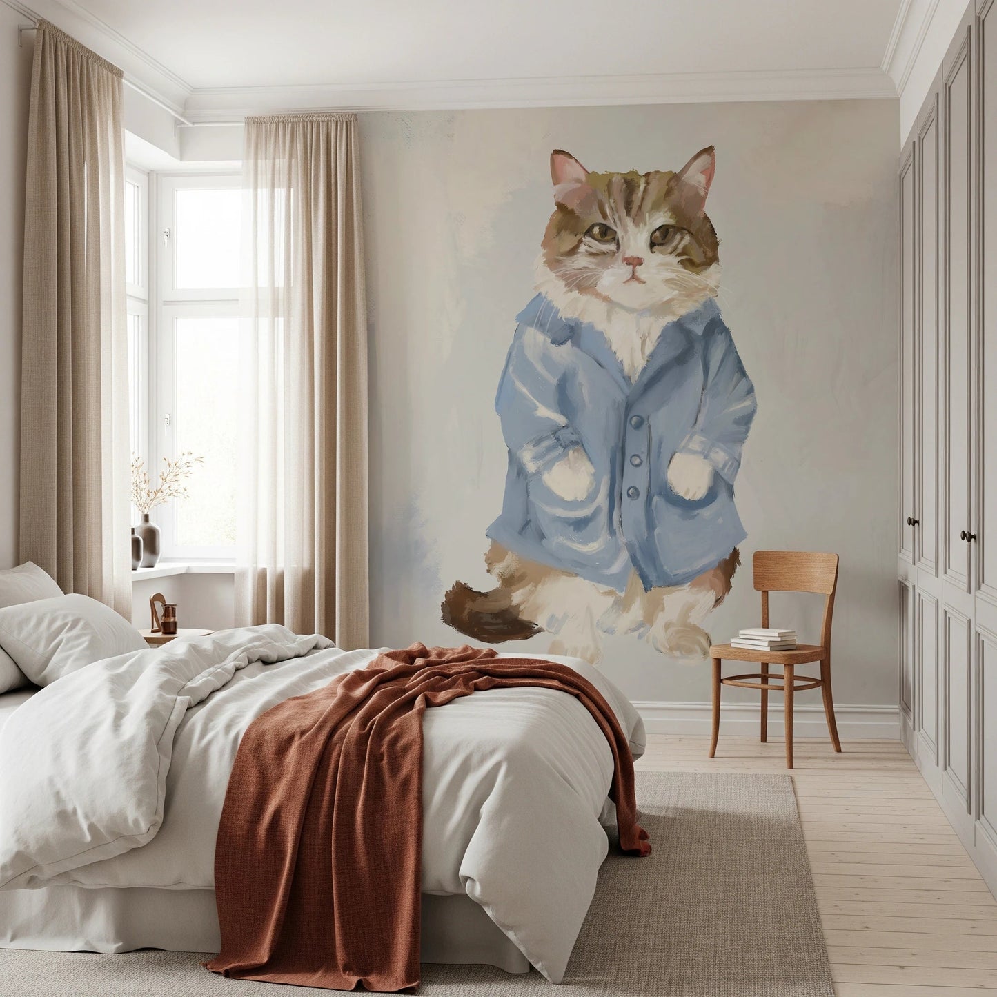 Sir James Blue Jacket Cat oil painting Wall Mural
