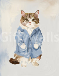 Sir James Blue Jacket Cat oil painting Wall Mural