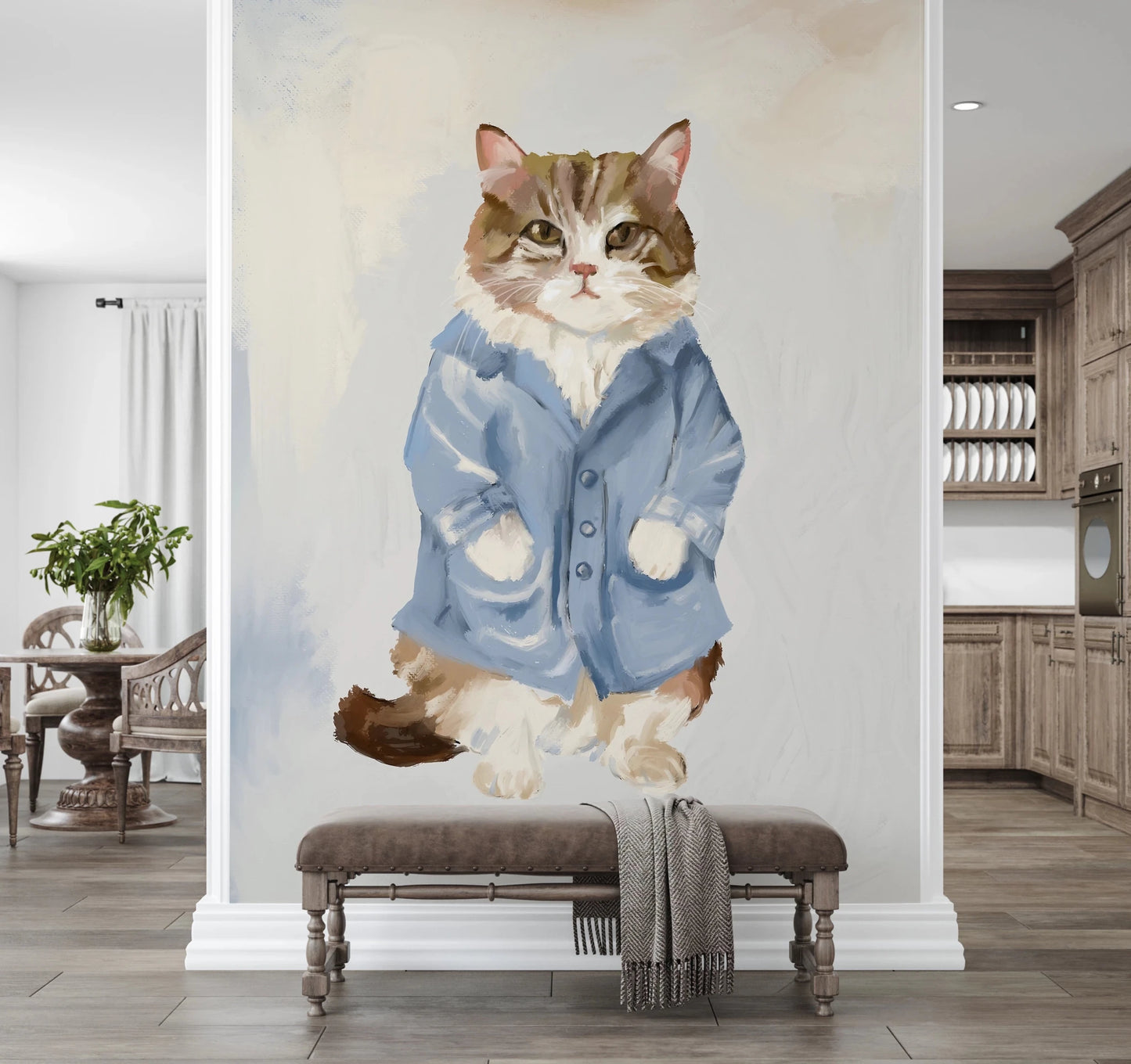 Sir James Blue Jacket Cat oil painting Wall Mural