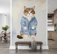 Sir James Blue Jacket Cat oil painting Wall Mural