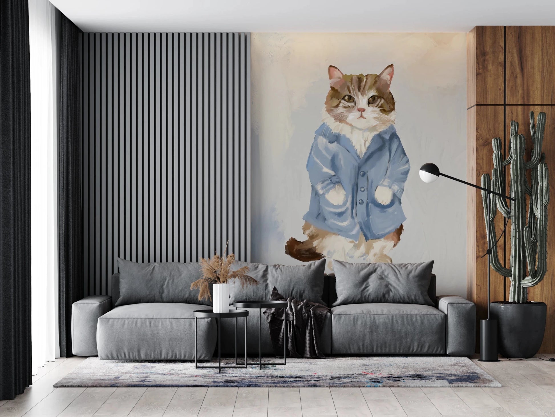 Sir James Blue Jacket Cat oil painting Wall Mural