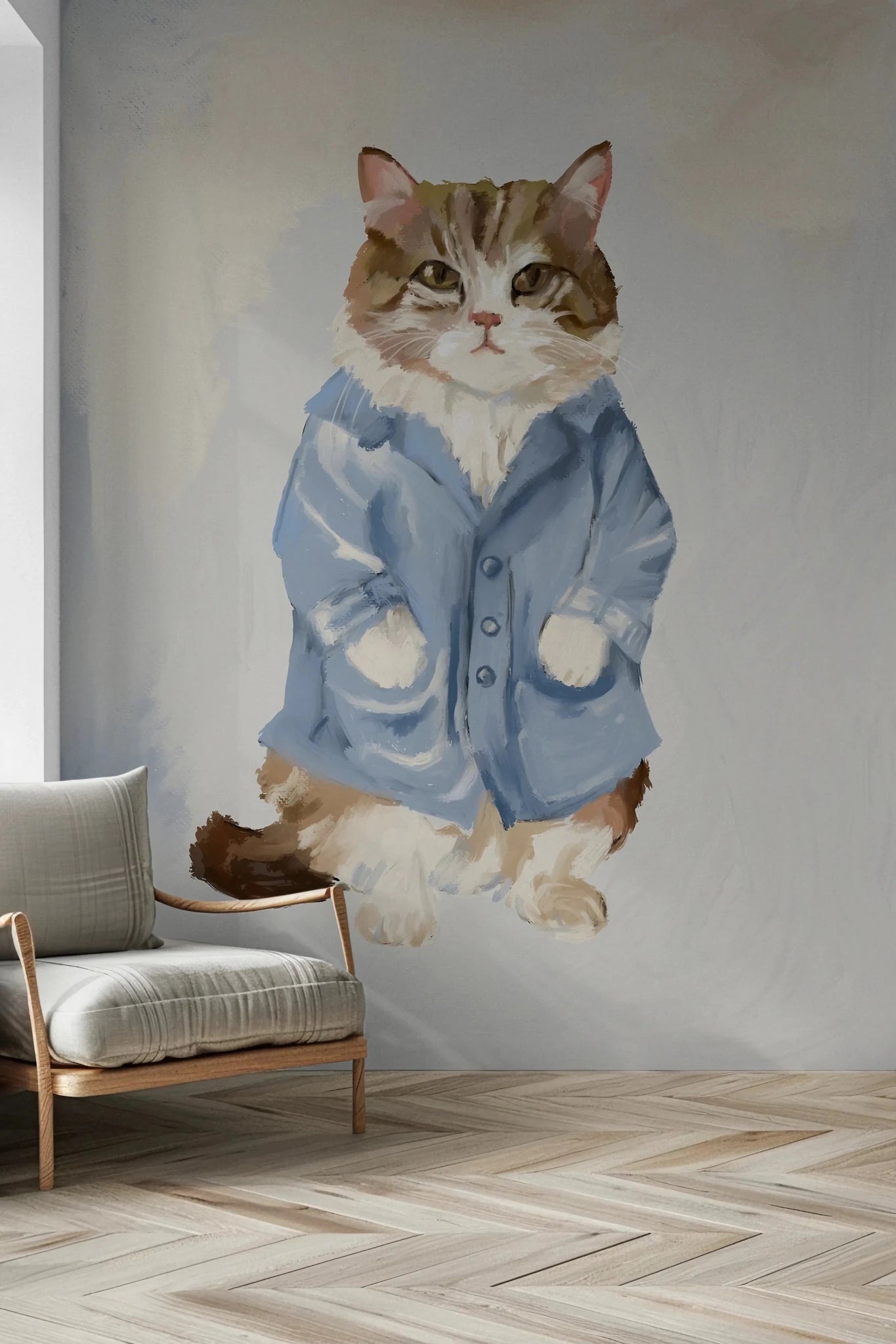 Sir James Blue Jacket Cat oil painting Wall Mural