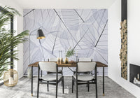 Soft grey leaf pattern wall mural backdrop