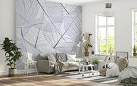 Detailed foliage wall mural with fine lines
